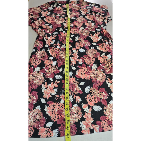 LuLaRoe Dress Women's 2X Black Pink Floral Button Down Cap Sleeves Collar EUC - Picture 7 of 16